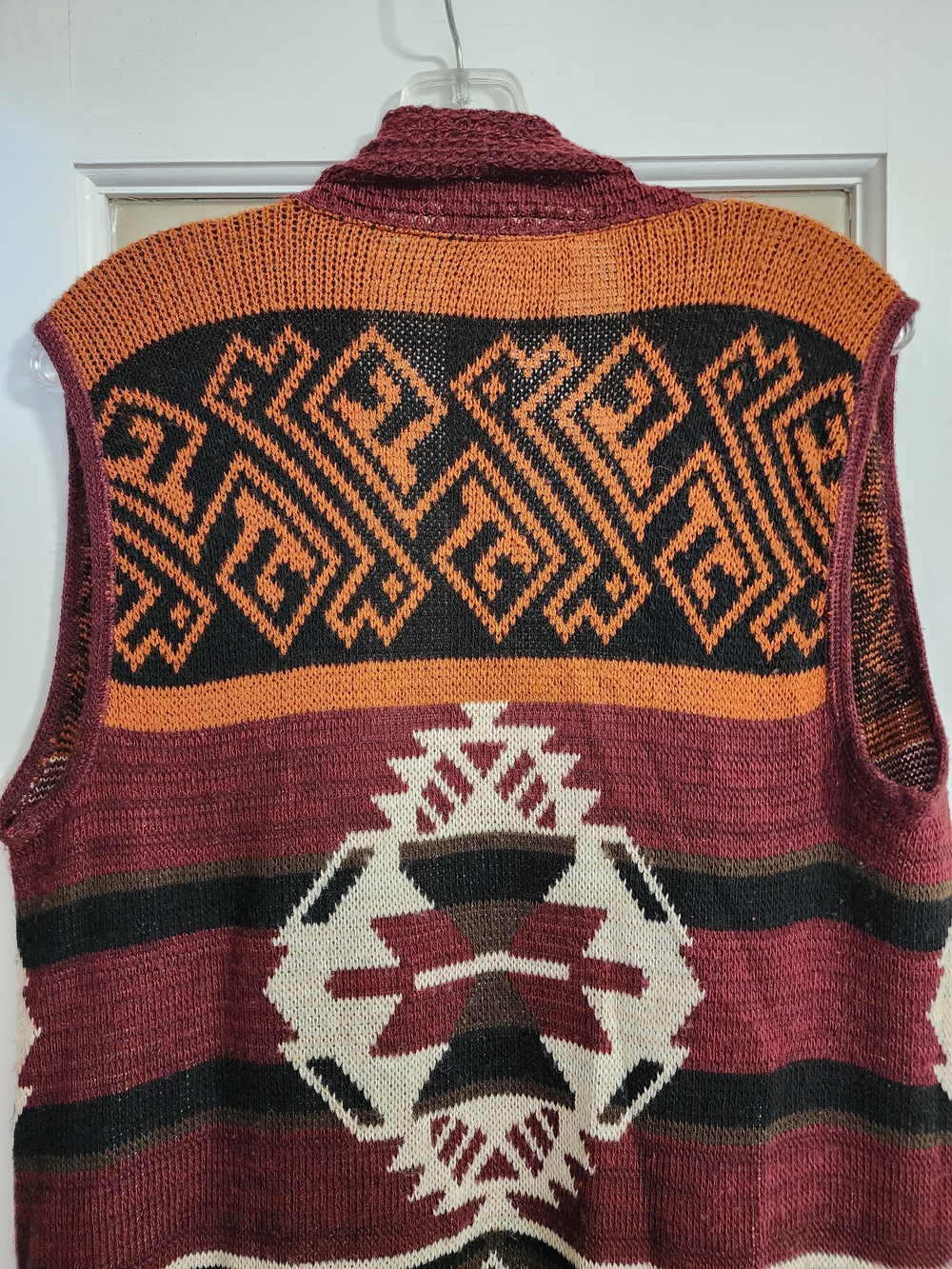 Daytrip Southwestern Geometric Long Duster Sweater Vest M Made USA - Picture 9 of 13
